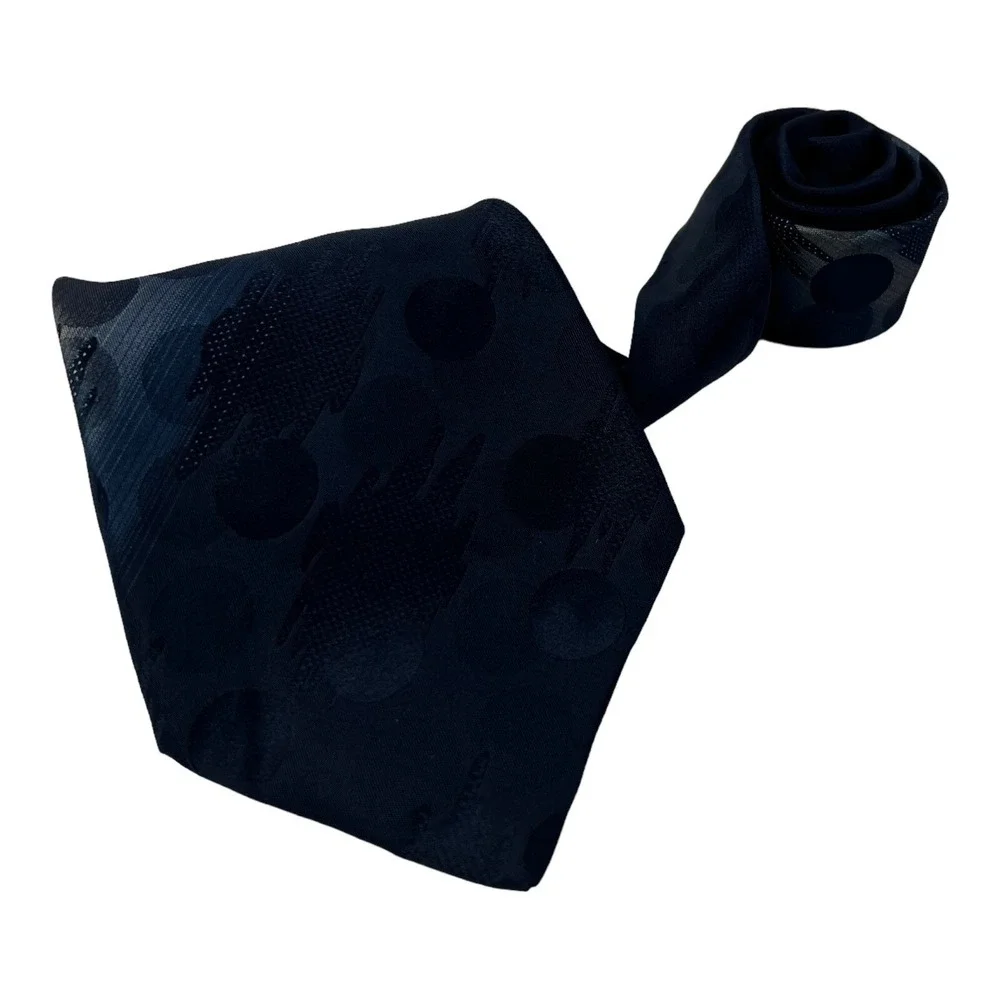 LANVIN Blue w/ Circle Abstract Print Pure‎ Silk Neck Tie Mens Size 4
